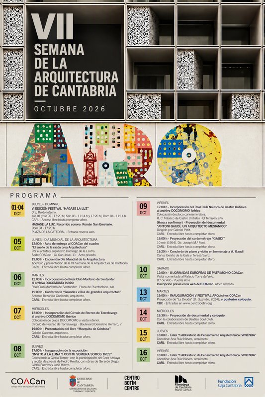 Cartel del programa de la VII Semana de la Arquitectura de Cantabria 2026